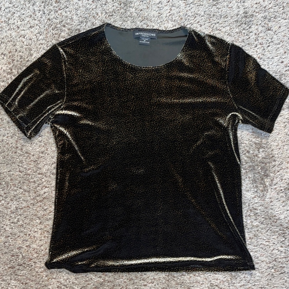 Impressions short sleeve velvet shirt
